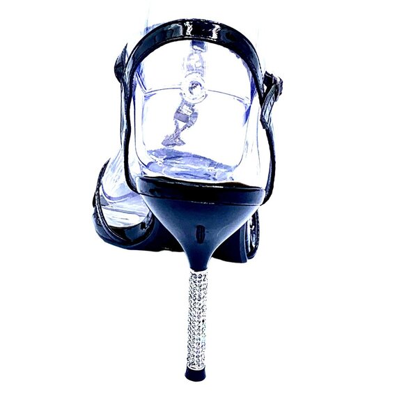 Black Rhinestone Stiletto Heels T- Strap Design Crystal Embellishments Size 7.5 - Picture 6 of 11